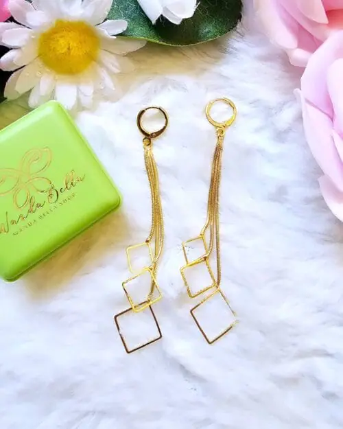 ต่างหูยาว คู่งาม รายละเอียดสุดปราณีต ทองแท้หุ้ม 24k